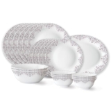 Larah by Borosil Lark Fluted Series Opalware Dinner Set | 21 Pieces for Family of 6 | Microwave & Dishwasher Safe | Bone-Ash Free | Crockery Set for Dining & Gifting | Plates & Bowls | White