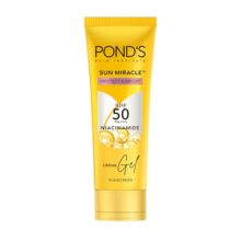Pond’S Sun Miracle Spf 50 Pa+++ Crème Gel Sunscreen-Protect & Bright, With 3% Niacinamide, Fade Dark Spots In 4 Weeks, Lightweight, No White Cast 100G