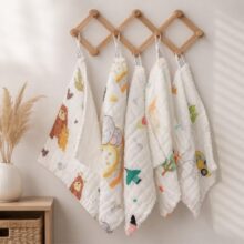 OXAURA Baby Muslin Wash Cloth Pack of 5, 6 Layer 100% Cotton Muslin Baby Wash Cloth 25 x 25 cm, Ultra Soft Newborn Face Towel, Burp Cloth, Feeding Cloth, Reusable Baby Wipes for Infants (Review)