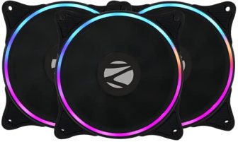 Zebronics Zeb-Pgf510C 120Mmx3 Premium Chassis Argb Fans Combo Kit With Rgb Controller, Remote, 39.6Cfm Airflow, Hydraulic Bearing, Halo Ring With 12 Leds, Argb Extender And Dual 3 Pin Connector.