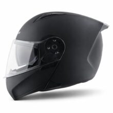 Vega VM-02 Spike Flip-Up Motorcycle Helmet with ISI Certification | High-Impact ABS Shell, Dual Visor, UV & Scratch Resistant: Dull Black , L