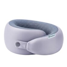 Billebon Memory Foam Neck Pillow with Cooling Gel, Snake Shape Travel Pillow with Snap Button, Neck Rest for Travelling & Flight Travel, Ergonomic Support for Comfort & Pain Relief (Grey)