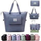 TEKCOOL Nylon 41 Liter Expandable Travel Bags for Women, Duffle Bags for Women Luggage, Foldable Vanity Traveling Bag, Waterproof Hand Bag for Ladies Personal Items(Blue):