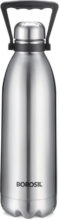 BOROSIL 1800ml Bolt 24 Hours Hot and Cold, Double Wall Vaccum Insulated Flask Bottle 1800 ml Steel Bottle(Pack of 1, Steel/Chrome)