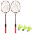 MINESFIT Double Shaft Badminton Racket Combo Kit Set Of 2 Racquet With 3 Pcs Shuttlecock Badminton Kit