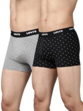Levi’S Men Pack Of 2 Printed Cotton Shorter Length Stretch Elastic Waistband Trunk