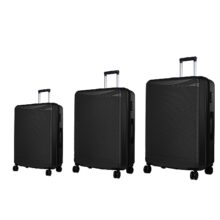 Verage V-Lite Firestone Combo Set of 3 (Cabin + Medium + Large Check-in) Bold Black Hardsided Trolley Bags for Travel, Suitcases with Spinner Wheels, Anti-Theft Luggage (20/24/28 Inche)