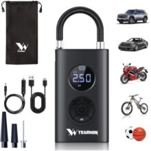 YEARWIN WC16 Tyre Inflator for Car & Bike, 150 PSI, 1 Year Warranty, Corded & Cordless Air Pump, Rechargeable Portable, Digital Display, Auto Shut Off, LED Light & Multiple Inflatable Nozzles