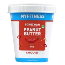 Myfitness Schezwan High Protein Spread & Dip | Spicy Smooth Peanut Butter 510G | 27G Protein | Hot & Chilli Nut Butter Spread | Vegan | Gluten & Cholesterol Free | Healthy & Tasty Snacking Partner
