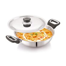 Anjali Fpkd24 Stainless Steel Pro Kadai With Stainless Steel Lid 2.5 Ltr Induction And Gas Stove Base