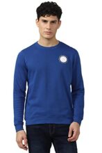 Van Heusen Men’s Polycotton Regular Round Neck Hoodie, Blue L
