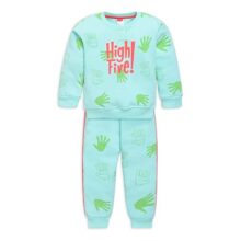 Luvlap Baby Boys Full Sleeve Sweatshirt & Pyjama Set Pack Of 1, Cotton Rich Fleece, Soothing Sea, M (3 To 6 Months)