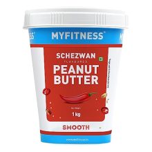 Myfitness Schezwan High Protein Spread & Dip | Spicy Creamy Peanut Butter 1Kg | 27G Protein | Hot & Chilli Nut Butter Spread | Vegan | Gluten & Cholesterol Free | Healthy & Tasty Snacking Partner