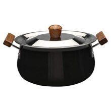 Wonderchef Ebony Hard Anodized Non-Stick Biryani Handi with Lid – 5L | Black, 1 Piece