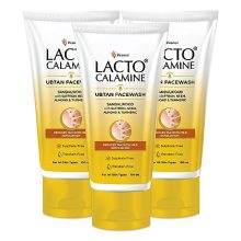 Lacto Calamine Ubtan Face Wash For Glowing Skin | Natural Face Wash With Sandalwood, Saffron, Neem, Almond & Turmeric |Exfoliating Facewash Reduces Tan | Sulphate, Paraben Free | 100 Ml Pack Of 3