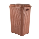 Cello Eliza Plastic Laundry Basket with Lid, Brown, 50 Ltrs | Lightweight and Portable | Storage Organizer | Convenient Handling | Useful For Storing Clothes, Toys, Books