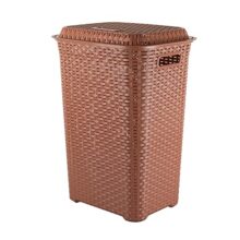 Cello Eliza Plastic Laundry Basket with Lid, Brown, 50 Ltrs | Lightweight and Portable | Storage Organizer | Convenient Handling | Useful For Storing Clothes, Toys, Books