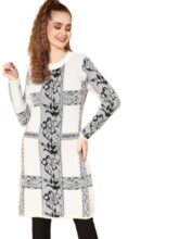 White & Navy Hair Wool Long Sweater