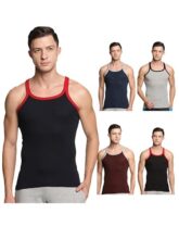 Genx Men’S Super Combed Cotton Gym Vest With Sports Style (Pack Of 5) (Color May Vary) 5501-80Cm