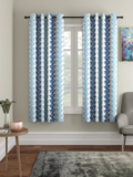 Cortina 150 cm (5 ft) Window Polyester Semi Transparent Curtain (Pack Of 2)(Blue, Floral)
