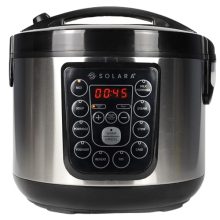 Solara Multipurpose Electric Rice Cooker – Cool Touch Multipurpose Cooker And Food Steamer, Digital Rice Cooker, 4 Cups (8 Cups Cooked) With Steam & Rinse Basket, 500 Watts, Stainless Steel, Silver