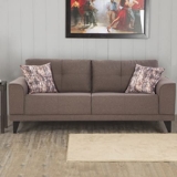 Home Centre | Rother | Fabric|Solid Wood | 3 Seater Sofas | Brown | 1 Year Warranty