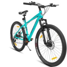 Geekay Speed 2.0 Multispeed 26T Mountain Bicycle for Men with 21 Speed Gears, 17 Inches Steel Frame, Front Suspension and Dual Disc Brakes, Ideal Rider Age 10+ Years – Aqua Blue