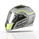 Tvs Racing Anti Matter Fullface Helmet For Bike & Motorcycle Riders-Dot &Isi Certified-Lightweight Abs Shell,Uv Resistant-Ventilated Comfort Liner,Quick-Release Visor &Chin Strap(Grey & Neon/Xl)