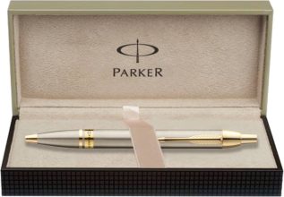 Parker Odyssey Brushed Metal Gold Trim Ball Pen(Ink Color – Chrome)