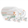 Larah by Borosil Firefly Fluted Series Opalware Dinner Set | 33 Pieces for Family of 6 | Microwave & Dishwasher Safe | Bone-Ash Free | Crockery Set for Dining & Gifting | Plates & Bowls | White