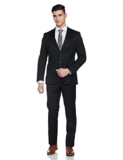 RAYMOND Men’s Wool Blend SB2 BTN Notch Lapel Floating Suit-1 Dress Set (RPDC01632-K9_Black_100)