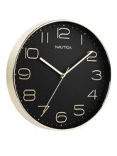Nautica Modern Wall Clock For Hall With Quartz Silent Sweep Technology | 1Pc – 12 Inch(Abs) | Wall Clock For Bed Room, Home, Office, Kitchen & Living Room | 3D-Glossy Rim-Black/Rosegold