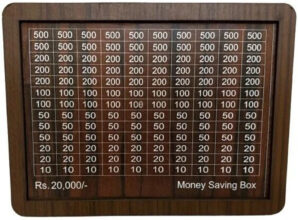 Ses Piggy Bank, Money Bank Savings Plan Wooden Money Box With Counter Rs 20000 Coin Bank(Brown)