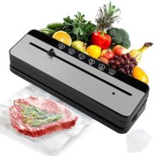 Fizloz Automatic Vacuum Sealer Machine For Food Storage | Portable Electric Food Saver With Sealing Bags | Air Tight Vacuum Packing Machine For Meat, Vegetables & Fruits