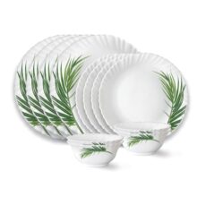 Larah by Borosil Crescent Fluted Series Opalware Dinner Set | 12 Pieces for Family of 4 | Microwave & Dishwasher Safe | Bone-Ash Free | Crockery Set for Dining & Gifting | Plates & Bowls | White