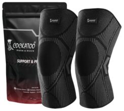 Cockatoo Knee Support For Men,Knee Cap Compression Support For Gym Running, Cycling, Sports, Jogging, Workout Pain Relief,Material: Nylon & Spandex(Pack Of Two) (C-Knee-222-Black, S)