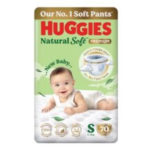 Huggies Natural Soft Premium Baby Diaper Pants, Our No.1 Soft Pants, Small (S) Size (4-8 Kgs), Pack Of 70 Diapers | Cloud Softness All Over With India’S 1St Cloud Touch Belttm