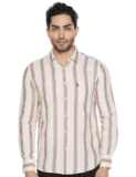 U.S. POLO ASSN. Men’s Dobby Stripe Full Sleeve Shirts (USSHTO3774_Ivory_M)