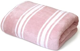 Cortina Stripe Printed Towels for Bath (70 x 140 cm) 380 GSM Microfiber, Ultra Soft, Highly Absorbent & Quick Dry for Gym, Beach & Bathroom Towels for Men, Women & Kids (Pink Big Stripe)