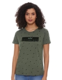 Pepe Jeans Women’s Polka dot Regular fit T-Shirt (PL504565_Dk Olive Small)