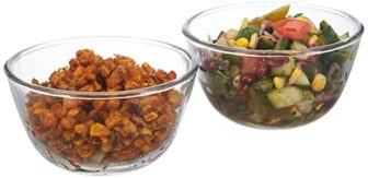 Amazon Brand – Solimo Borosilicate Round Glass/Mixing Bowl (Set of 2, 1100 ml) | Transparent