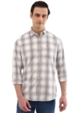 Allen Solly Men Beige Custom Fit Check Full Sleeves Casual Shirts