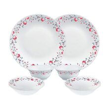 Larah By Borosil Pentas Opalware Dinner Set, 6 -Piece, White