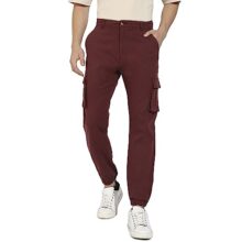 Campus Sutra Men’S Regular Fit Cargo Pants (Cbcs22_Csmsscr5569_Maroon_30)