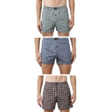 Rupa Jon Checked Boxer Shorts for Men | 100% Cotton Fabric | Dual Side Pocket | Regular Fit | Pack of 3 Multicolour