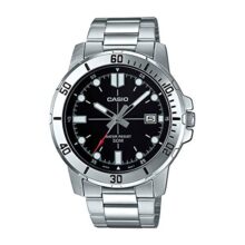 Casio Analog Black Dial Men’s Watch (MTP-VD01D-1EVUDF, A1362, Silver)