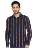 U.S. Polo ASSN. Men’s Dobby Stripe Full Sleeve Shirts (USSHTO3775_Navy_M)