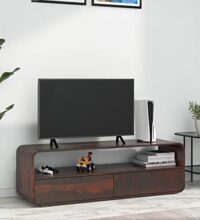 @home By Nilkamal Rio Solid Wood TV & Entertainment Unit with Drawer & Shelve Storage in Country Light Finish