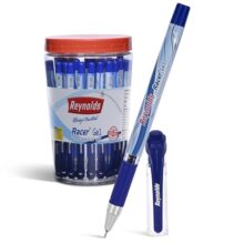 Reynolds Racer Gel Pen Set – 40 Blue Pens With Comfortable Grip | Blue Gel Pens For Writing | Pen For Students & Office Stationery | 0.5 Mm Tip Size