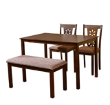 Nilkamal @Home Sutlej Rubber Wood Dining Table 4 Seater| Four Seater Wooden Table with Two Chairs and 1 Bench with Cushion| Dining Room Set| Rubberwood, Antique Cherry